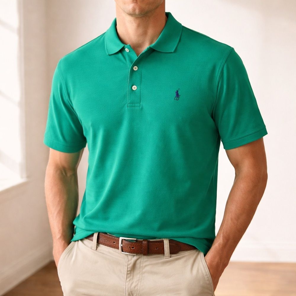 Polo Golf Ralph Lauren Performance Polo Shirt Jade Green Large Pima Cotton Peru